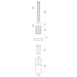 Úchyt pre lanko ø 4 mm, závit M6, brúsená nerez AISI 304 Úchyt pre lanko ø 4 mm, závit M6, brúsená nerez AISI 304
